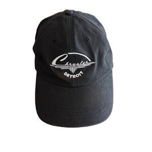 Chrysler Detroit logo embroidered black and white adjustable baseball cap